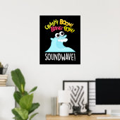 Sound Wave Funny Ocean Pun Dark BG Poster (Thuiskantoor)