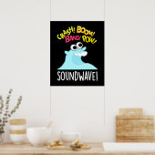 Sound Wave Funny Ocean Pun Dark BG Poster (Keuken)