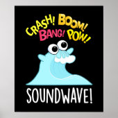 Sound Wave Funny Ocean Pun Dark BG Poster (Voorkant)
