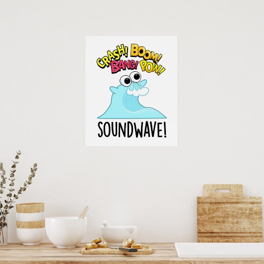 Sound Wave Grappige Ocean Pun Poster (Keuken)