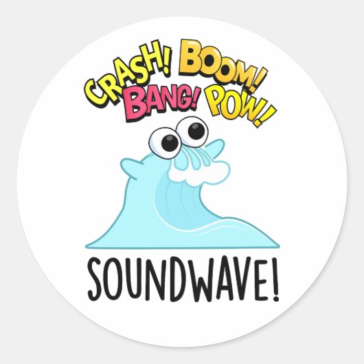 Sound Wave Grappige Ocean Pun Ronde Sticker (Voorkant)