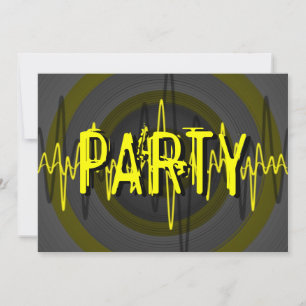 Sound Yellow Dark "PARTY"-uitnodiging Kaart