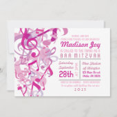 SOUNDS OF THE TORAH Pink Bat Mitswa Uitnodiging (Voorkant)