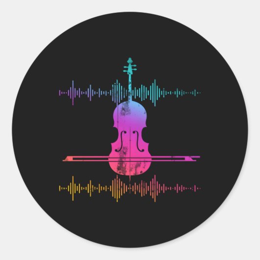 Soundwaves Cello Ronde Sticker (Voorkant)