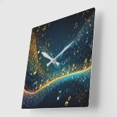 Soundwaves & muzieknoten ontwerp wandklok (Hoek)