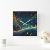 Soundwaves & muzieknoten ontwerp wandklok (Huis)