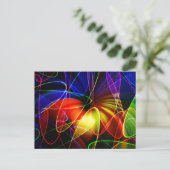 Soundwaves Neon Fractal Briefkaart (Staand voorkant)