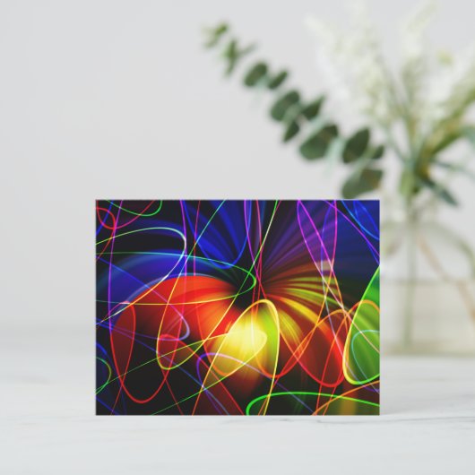 Soundwaves Neon Fractal Briefkaart (Staand voorkant)