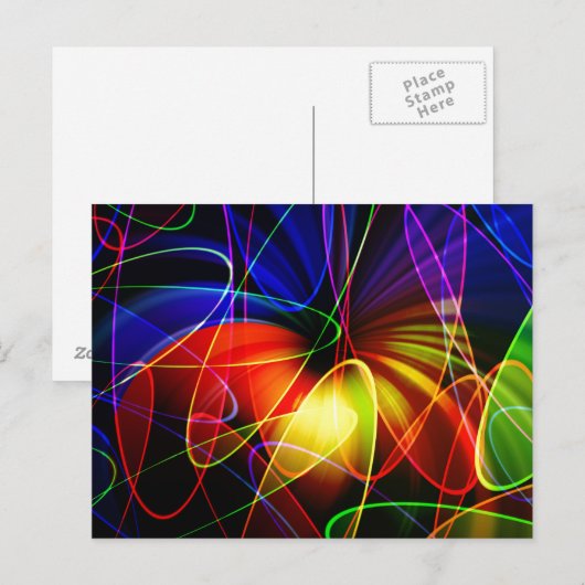 Soundwaves Neon Fractal Briefkaart (Voorkant / Achterkant)