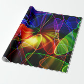 Soundwaves Neon Fractal Cadeaupapier (Uitgerold)