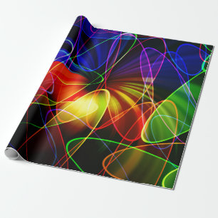 Soundwaves Neon Fractal Cadeaupapier