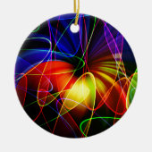 Soundwaves Neon Fractal Keramisch Ornament (Voorkant)