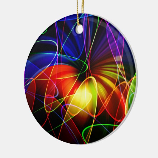 Soundwaves Neon Fractal Keramisch Ornament (Links)