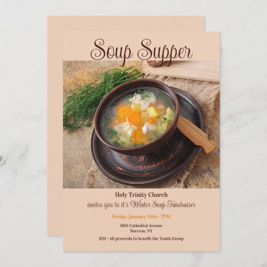 Soup Avondmaal uitnodiging (Voorkant / Achterkant)