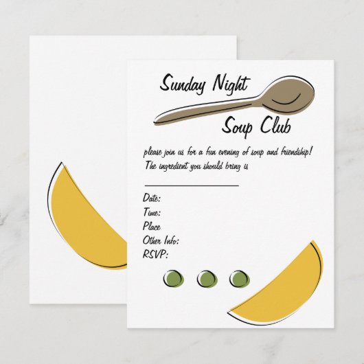 Soup Club Kaart (Voorkant / Achterkant)