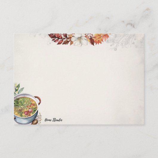 Soup du Jour Basic Blank Recept Kaart (Achterkant)