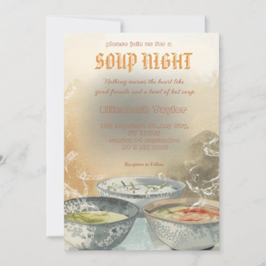 Soup Night Dinner Party Invitations Kaart (Voorkant)