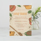 Soup Night Dinner Party Invitations Kaart (Staand voorkant)