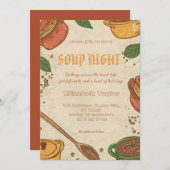 Soup Night Dinner Party Invitations Kaart (Voorkant / Achterkant)