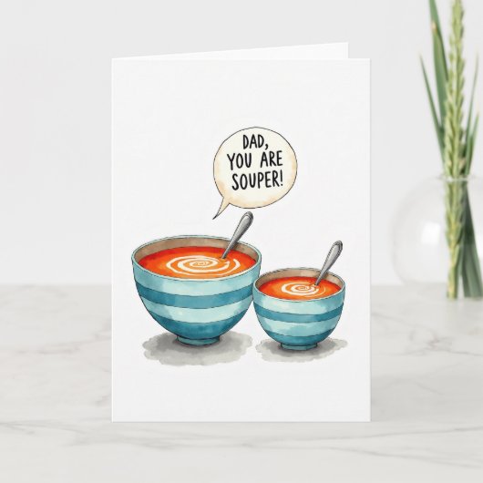 Souper Dad Watercolor Kunstkaart Kaart (Voorkant)