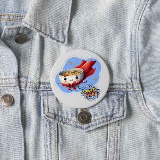 Souper Held, Super Helden Soep Pun | Ronde Button 7,6 Cm (In situ)