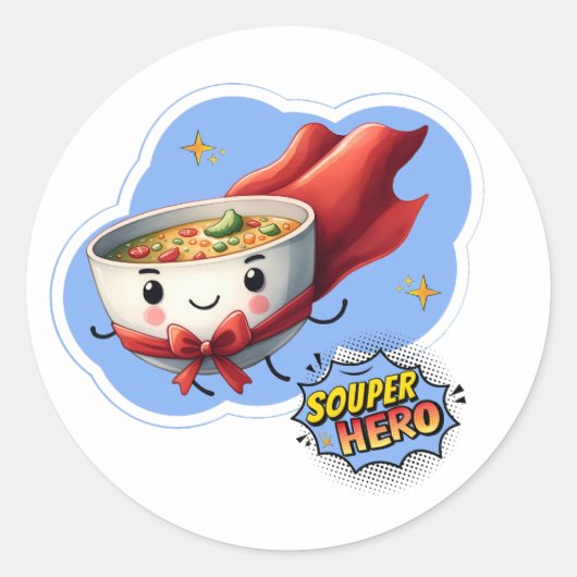 Souper Held, Super Helden Soep Punt | Ronde Sticker (Voorkant)