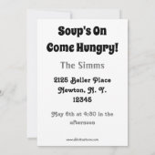 Soup's on Dinner Invitations Kaart (Achterkant)