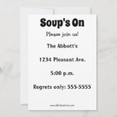 Soup's on Dinner Invitations Kaart (Achterkant)