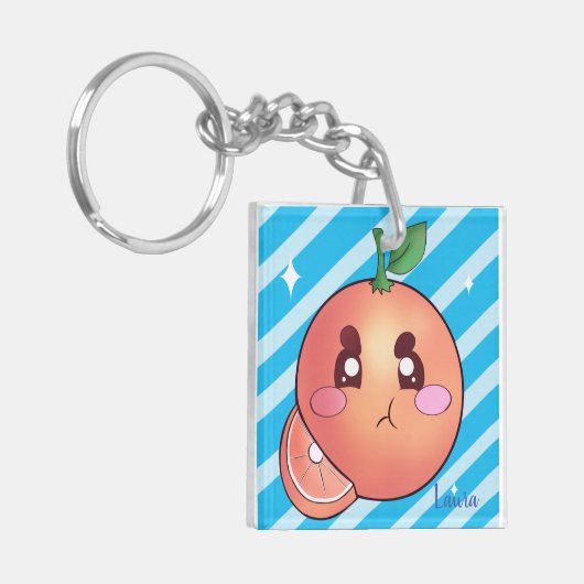 Sour Angry Oranje Fruit Sleutelhanger (Voorkant Links)