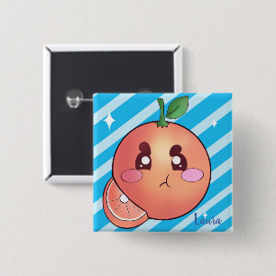 Sour Angry Oranje Fruit Vierkante Button 5,1 Cm