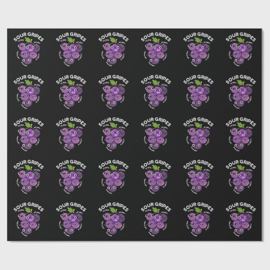 Sour Gripes Funny Fruit Grape Pun Dark BG Cadeaupapier (Vlak)