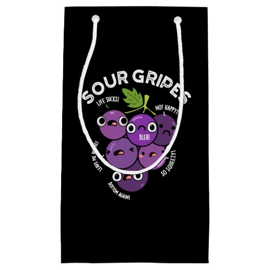 Sour Gripes Funny Fruit Grape Pun Dark BG Klein Cadeauzakje (Voorkant)