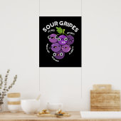 Sour Gripes Funny Fruit Grape Pun Dark BG Poster (Keuken)