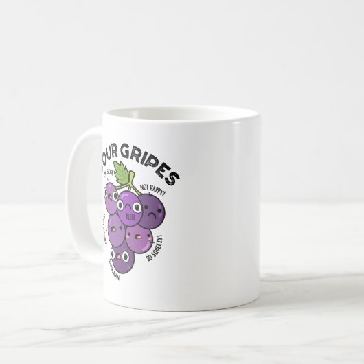 Sour Gripes Funny Fruit Grape Pun Koffiemok (Voorkant links)