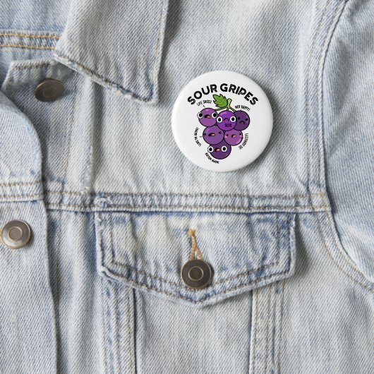 Sour Gripes Funny Fruit Grape Pun Ronde Button 5,7 Cm (In situ)