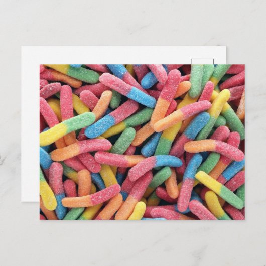 Sour Gummy Worms Briefkaart (Voorkant / Achterkant)