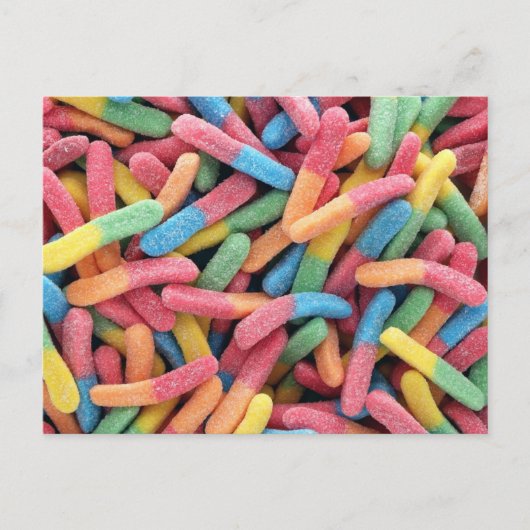 Sour Gummy Worms Briefkaart (Voorkant)