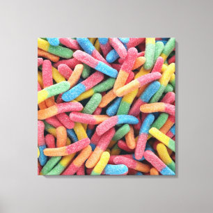 Sour Gummy Worms Canvas Afdruk