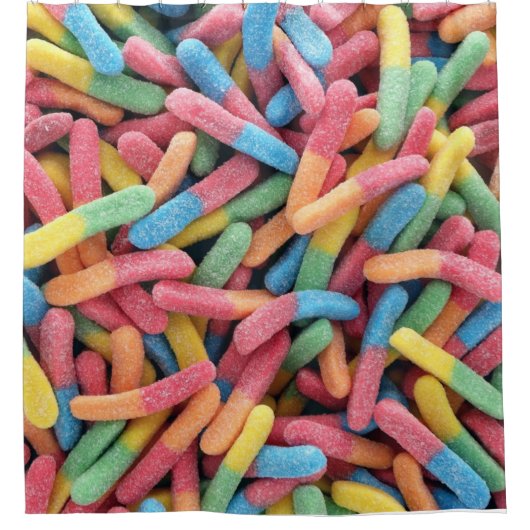Sour Gummy Worms Douchegordijn (Voorkant)