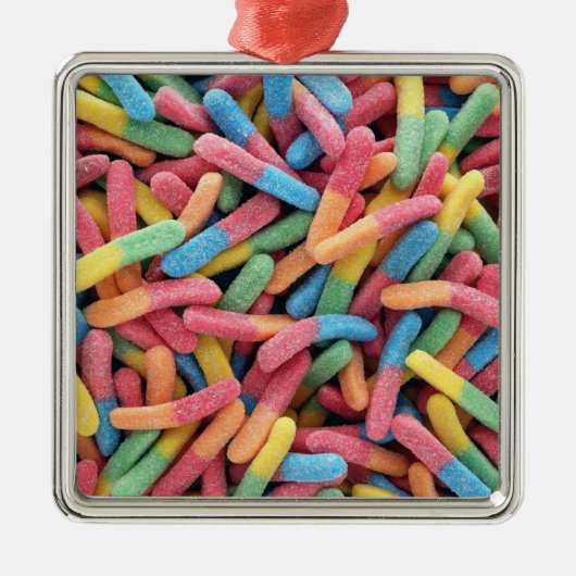 Sour Gummy Worms Metalen Ornament (Voorkant)