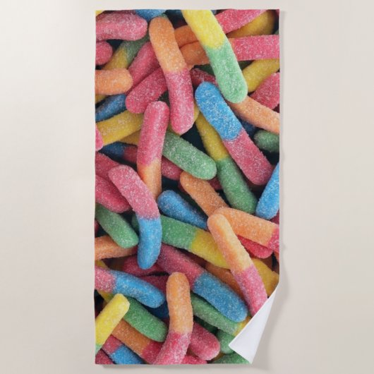 Sour Gummy Worms Strandlaken (Voorkant)