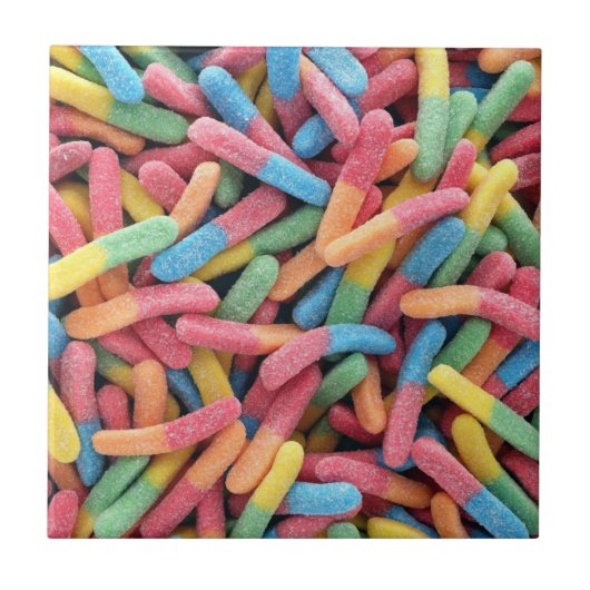 Sour Gummy Worms Tegeltje (Voorkant)