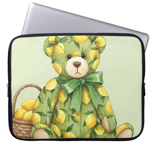 Sour Lemon Teddy beroemd gemaakt door Natasha Us Laptop Sleeve (Voorkant)