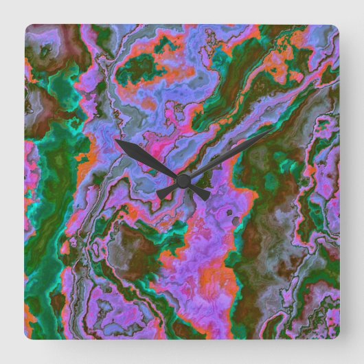 Sour Marble Vierkante Klok (Voorkant)