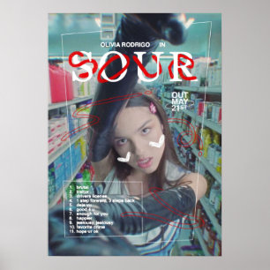 SOUR van Olivia Rodrigo, een rijbewijs voor chauff Poster