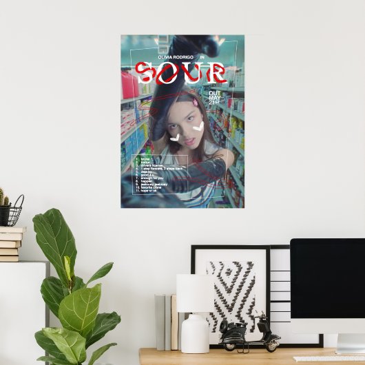 SOUR van Olivia Rodrigo, een rijbewijs voor chauff Poster (Thuiskantoor)