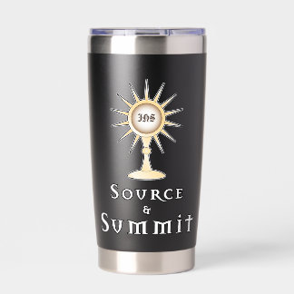 Source and Summit: Holy Eucharist John 6:51 Quote Geïsoleerde Drinkbeker