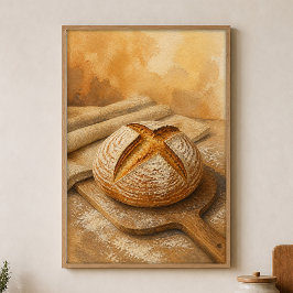 Sourdough Boule op een Broodschieter Aquarel Poste Poster
