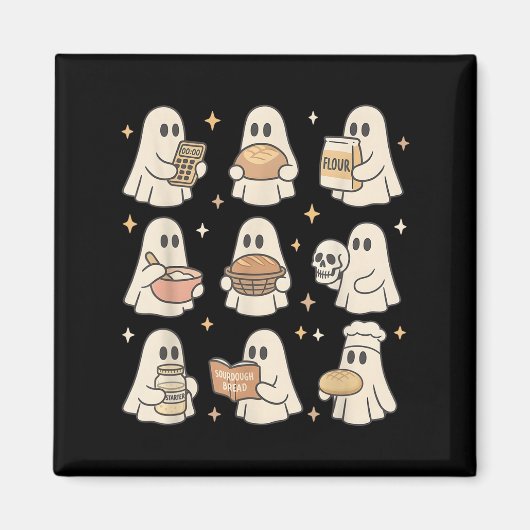 Sourdough Bread Halloween Cute Ghost Homemaker Bak Magneet (Voorkant)