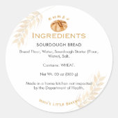 Sourdough Bread Wheat Bakery Ingredient Ronde Sticker (Voorkant)